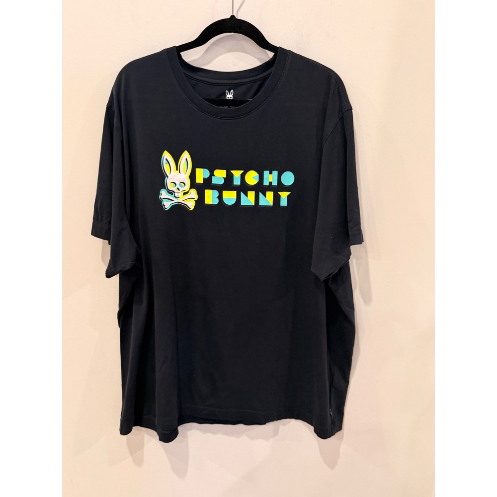 Psycho Bunny Mens 3XL Black Pima Cotton Graphic Logo T-Shirt Short Sleeve Tee